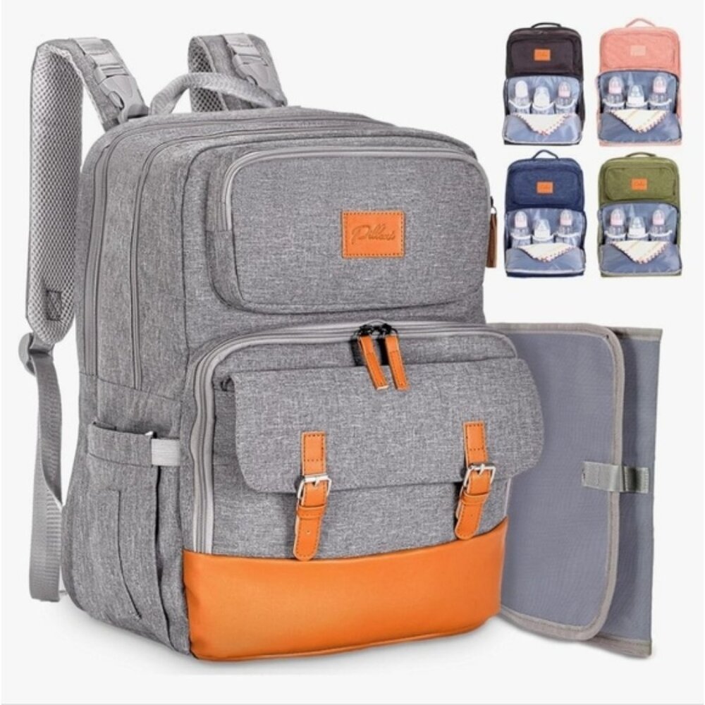 PILLANI | Women's Modern Grey Oxford Versatile XL 16 Pocket Diaper Bag